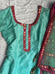 Aqua Embroidered Salwar Kameez Set