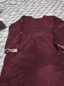 Embroidered Maroon Saree