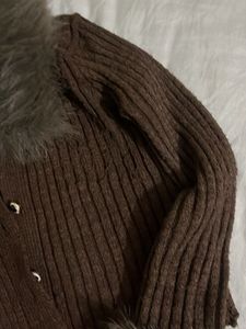 Chic Faux Fur Trimmed Cardigan
