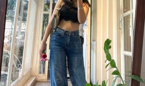 Stylish Wide Leg Blue Jeans