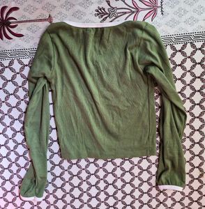 Olive Green Long Sleeve Top