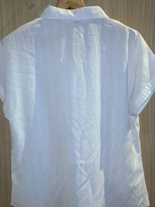 White Self Design Top From Imfashini
