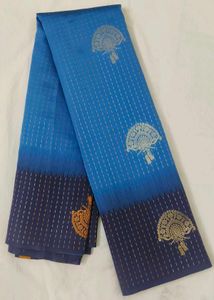 Elegant Blue Ombre semi uppada Silk Saree