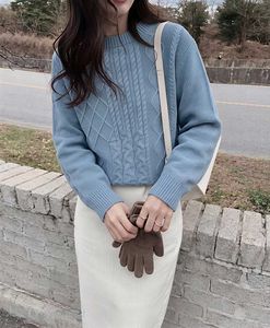 New with tag Korean Blue Cozy Cable Knit Sweater