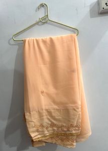 Elegant Peach Saree with Embroidery