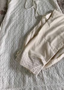 Elegant White Chikankari Kurta Set