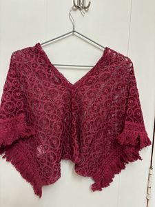 Maroon Color Self Design Kaftan Top