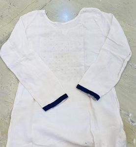 White Embroidered Kurta with Mirror Work