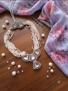 Elegant White Pearl Necklace Set