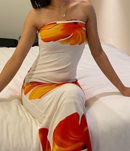 Bodycon Floral Strapless Maxi Dress