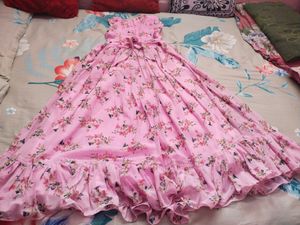 Beautiful Long FloralFrock With Coat