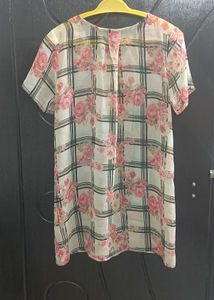 Floral Print Sheer Tunic Top