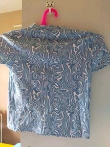 Blue Marble Ribbed Cut-Out Top