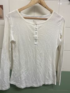 Cream Long Sleeve Henley Top