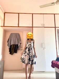 Black &amp; White Sleeveless Floral Dress