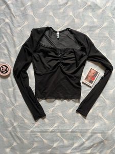 Sheer Black Mesh Long Sleeve Top