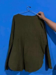 Olive Green Keyhole Neck Top