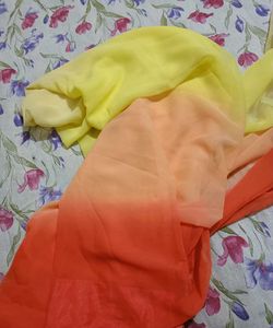 Elegant Ombre Yellow to Orange Saree