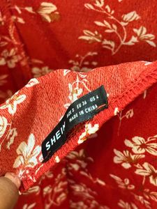 Red Floral Print Mini Dress