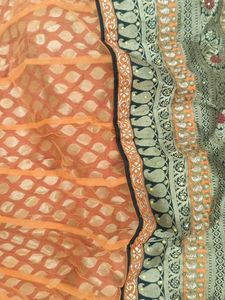 Vibrant Magenta &amp; Marigold Orange Festive Lehenga