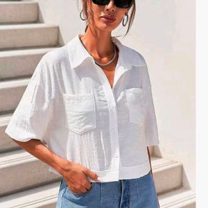 Cute Pink Striped Cartoon Crop Top and off white c