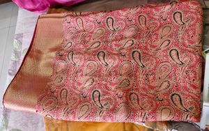 Pink Border Saree With Blouse (New)