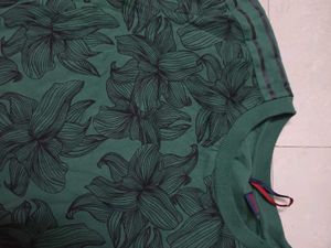 Green Floral Crop T-Shirt