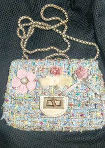 Cute Tweed Floral Chain Bag