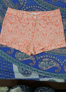 Orange Floral Print Shorts