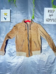 Men's camel  Suede Bomber Jacket