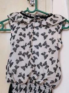 Price Dropp Trendy Bow Print Jumpsuit For Girls