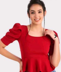 Combo Puff Sleeve Peplum Tops