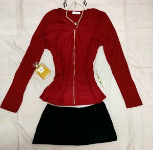 Authentic CK cherry red zip up cardigan