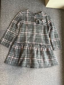 Cute Plaid Girls Woolen Dress