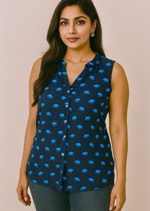 Elephant Print Sleeveless Top