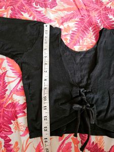 Black tie-back crop top