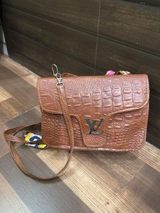 Stylish Brown Croc Embossed Sling Bag