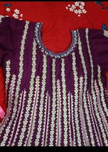 Embroidered Purple Kurti