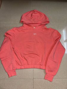 H&M Coral NYC Cropped Hoodie