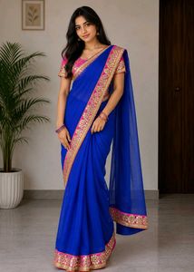 Royal Blue & Pink Saree