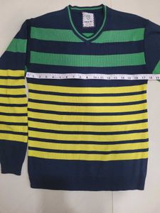 Striped V-Neck Knit Sweater