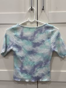 Tie-Dye Button-Up Cropped Top