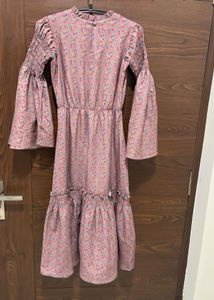 Floral Print Ruffled Sleeve Dress