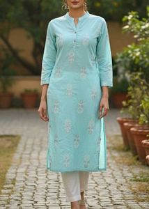 💙 classic Aqua Blue Printed Kurti