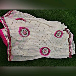 White Saree Heavy Work
