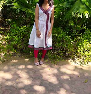 White Cotton Kurti Dress