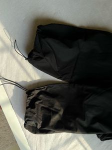 Urbanic Black Wide Leg Drawstring Parachute Pants