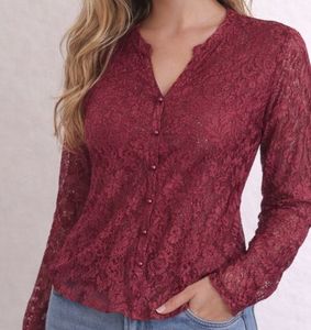 Burgundy Lace Blouse