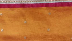 Vibrant Orange Saree with Gold Border
