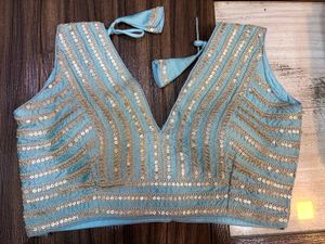 Stunning Sequined Blue Blouse